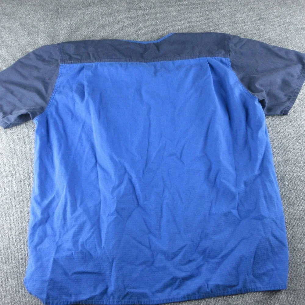 Carhartt Shirt Mens XL Blue Colorblock V Neck Ripstop Pocket Workwear Scrub Top